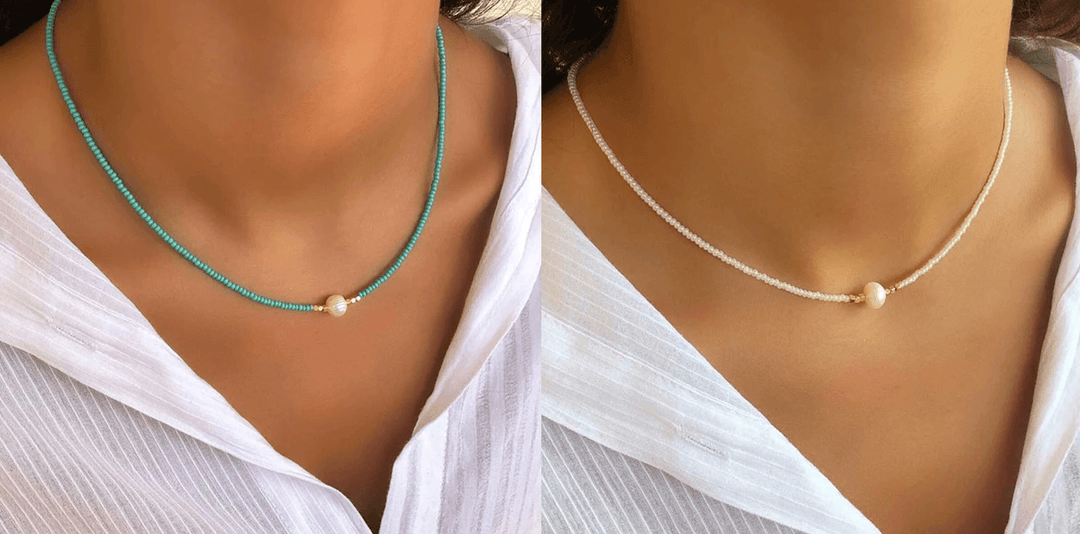 Simple & classic elegant freshwater pearl necklace, essential women's jewelry for everyday elegance.