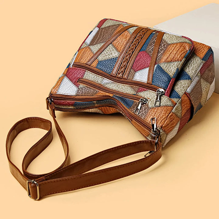 Versatile women's geometric shoulder bag, an elegant vegan leather fashion statement.