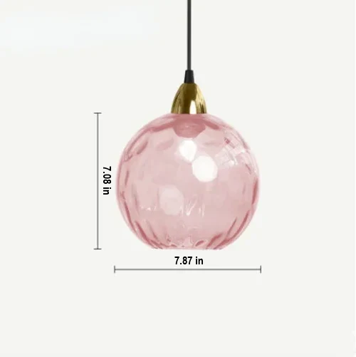 Transparent glass globe pendant lamp with E27 bulb holder, contemporary modern lighting.
