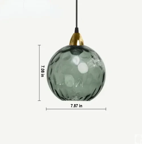 Minimalist glass sphere pendant light, sleek modern lighting for dining tables & living spaces.