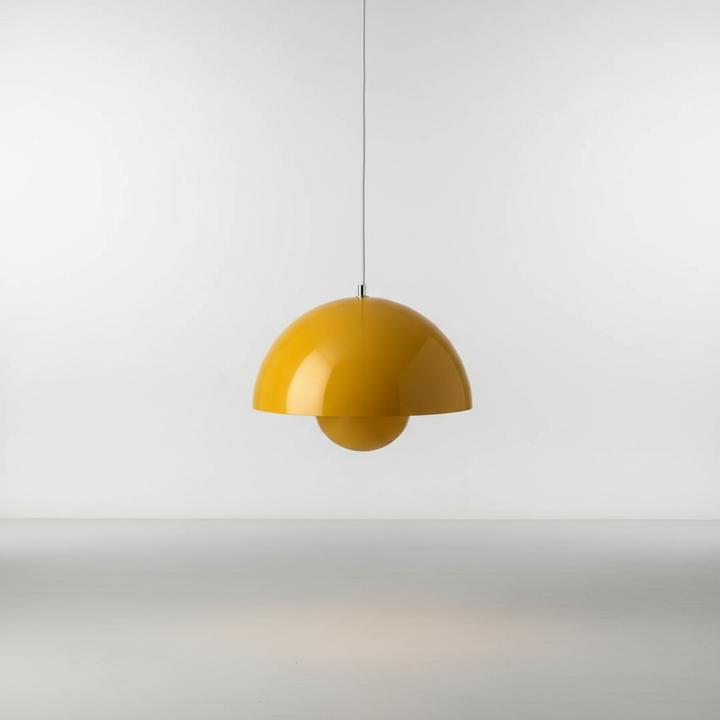 Stylish glass pendant light with metallic accents, contemporary home decor