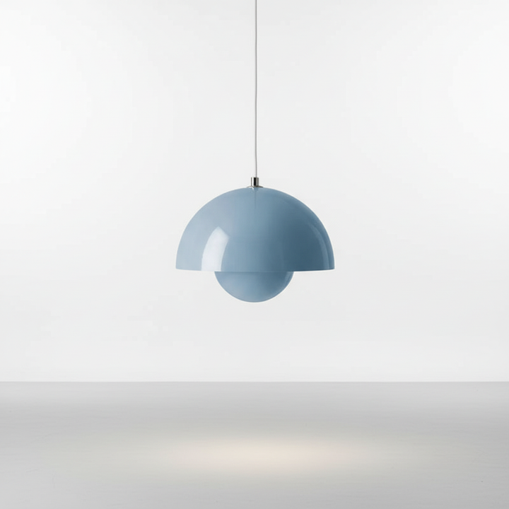 PendantFlora modern ceiling light, glass & metal blend, living room focus