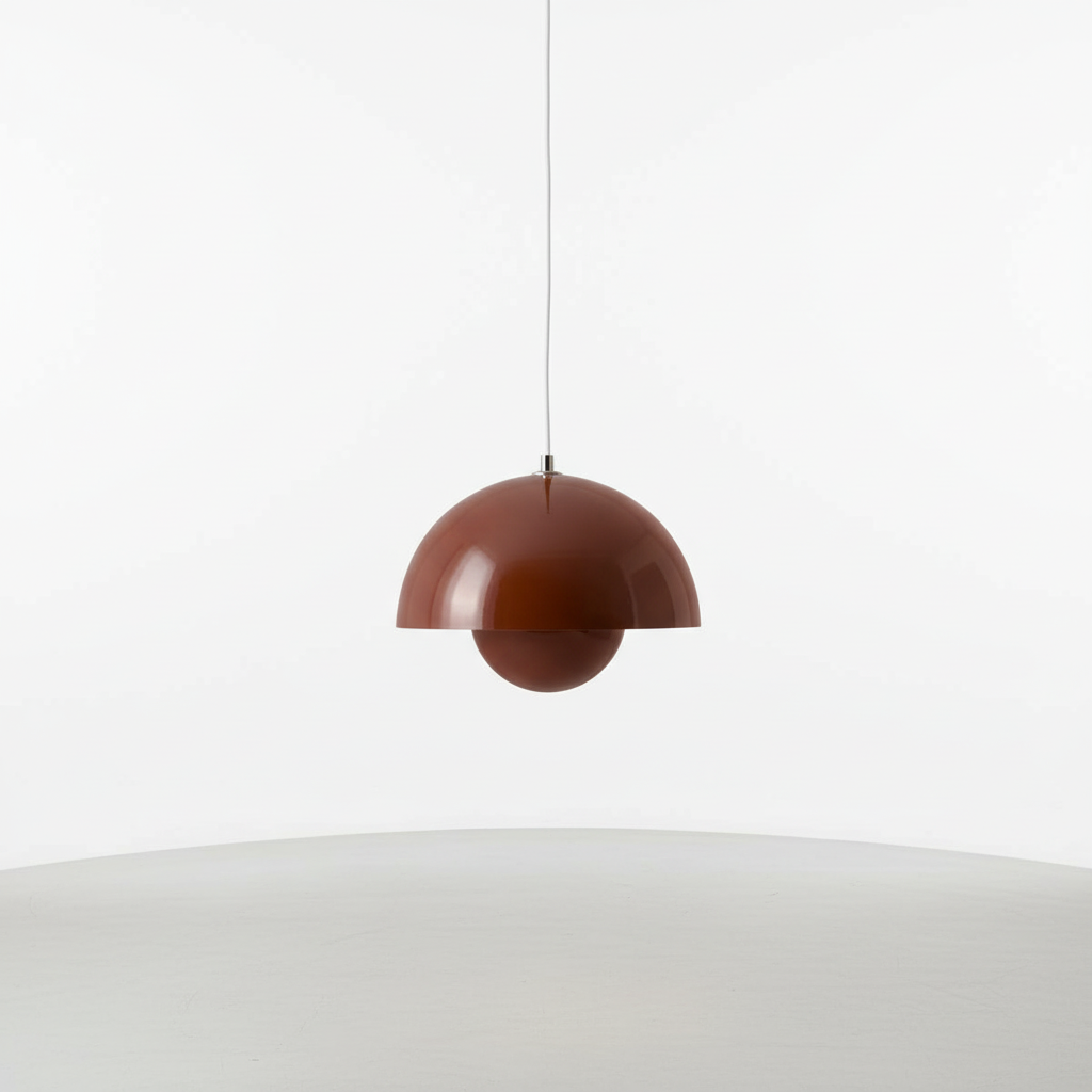 Chic glass pendant, sleek metal finish, Scandinavian style kitchen light
