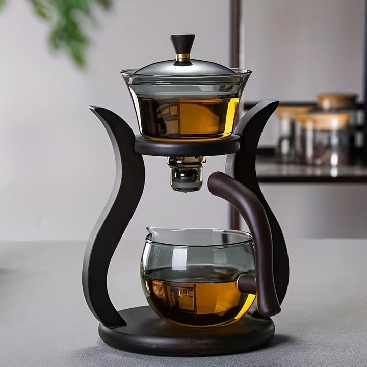 Modern glass pour over coffee & tea infuser, a stylish beverage brewer and elegant home decor item.