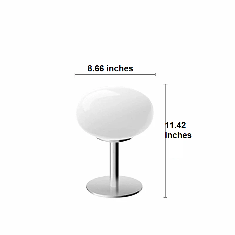 Bedside glass lamp with soft LED ambient light, enhancing bedroom comfort.