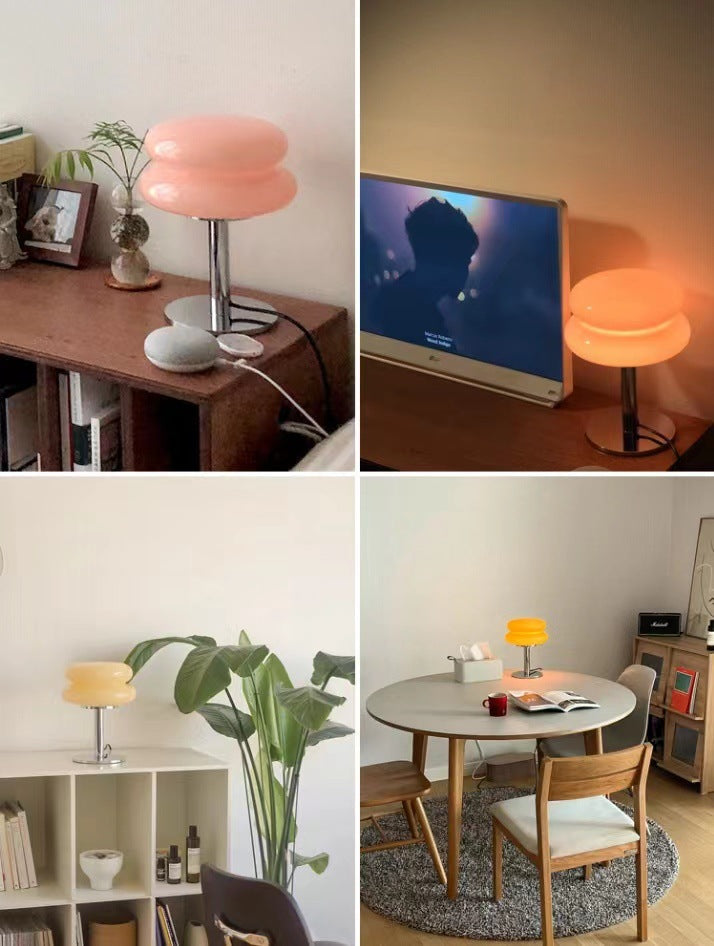 Sleek modern glass lamp, an energy-saving LED light for your home.