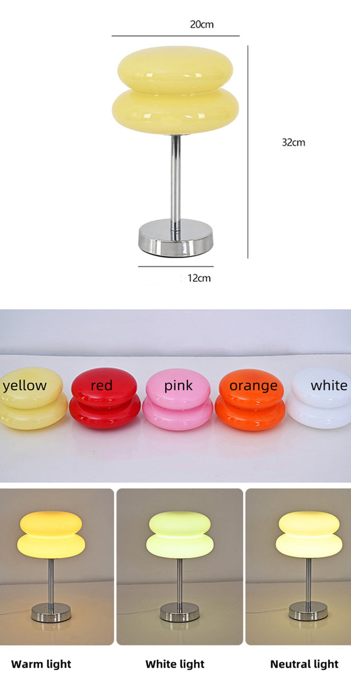 Accent lighting: a beautiful glass table lamp with an ambient LED glow.