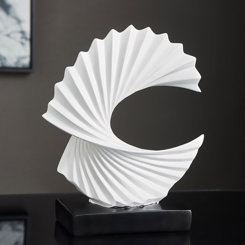 Modern art crescent moon statue, elegant home decor piece for celestial or abstract themed interiors.