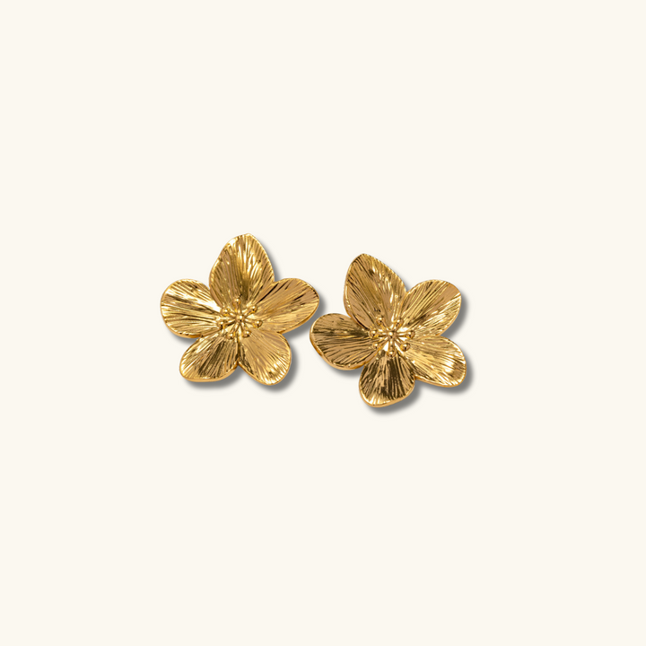 Elegant gold floral earrings for women, perfect fashion accessory, hypoallergenic jewelry