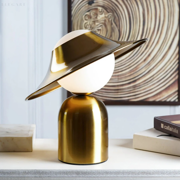 Luxe GoldAura metal table lamp with a sleek design, ideal for modern luxury home decor and accent lighting.