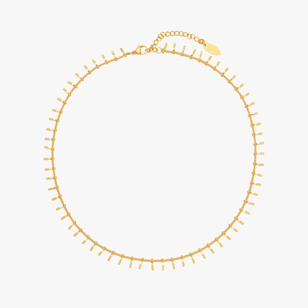 Adjustable minimalist choker necklace, available in gold & silver. Versatile elegant jewelry for women.