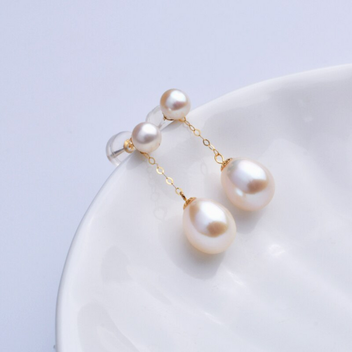 Luxe Isolde pearl drop earrings for women, featuring a sophisticated gold-plated design.