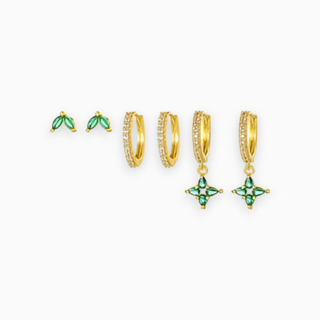 Elegant gold plated earring set for women, perfect for versatile fashion and hypoallergenic wear, ideal gift.