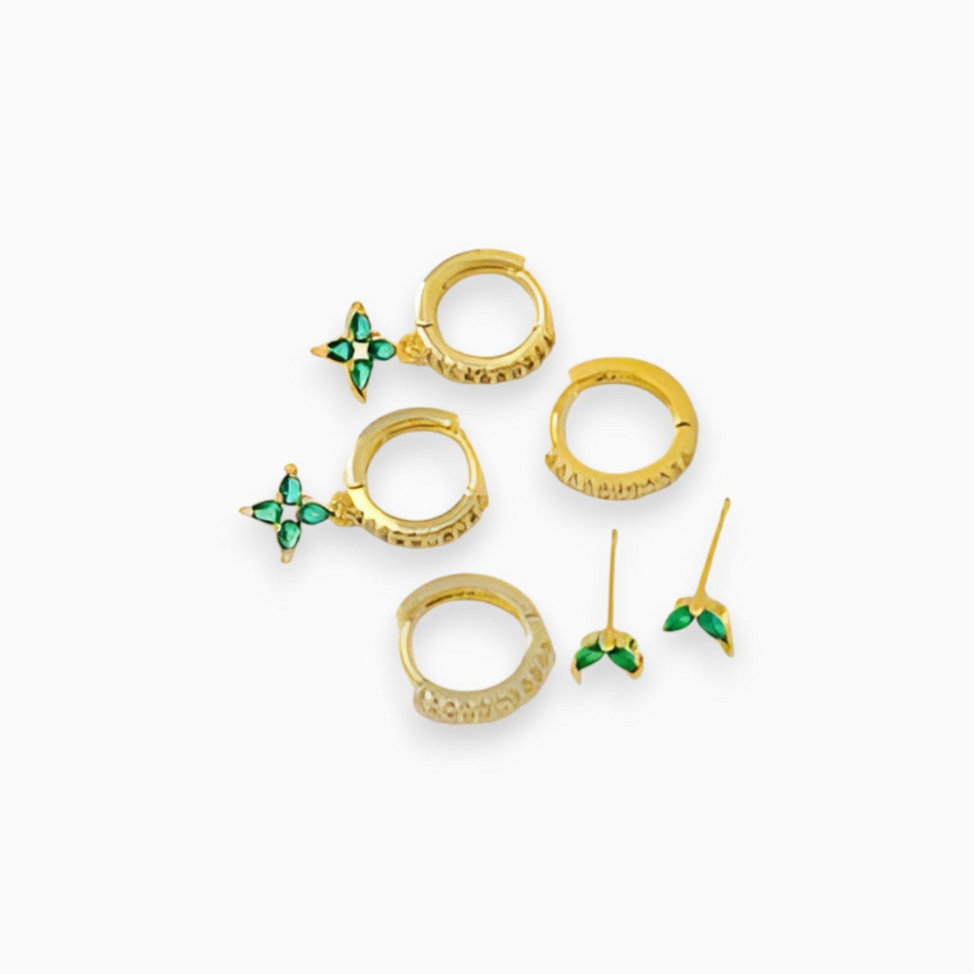 Women's gold plated earring set, sophisticated accessories with multiple designs, perfect for any occasion.