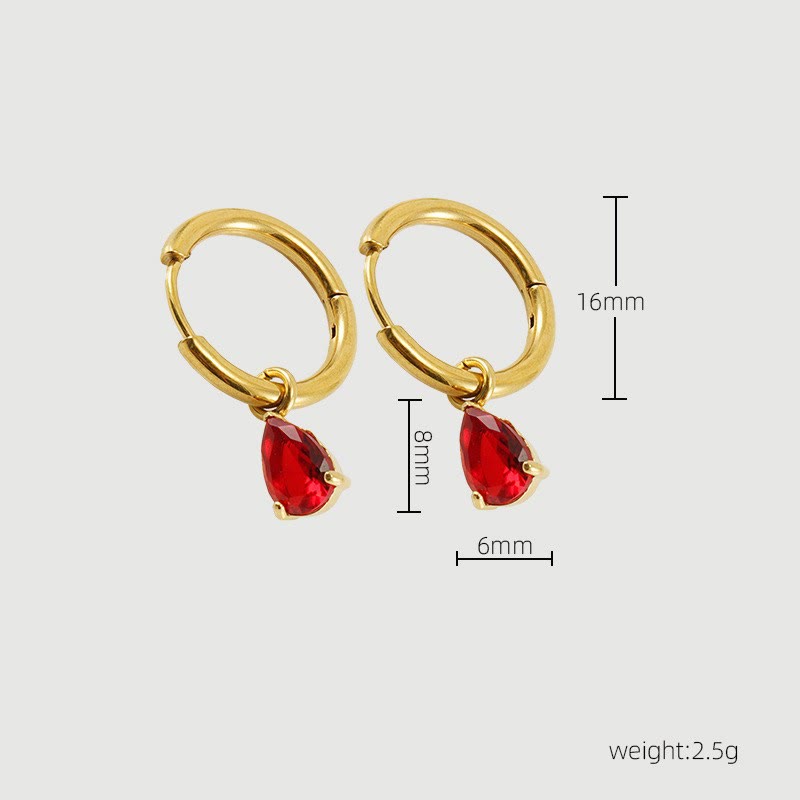 January birthstone jewelry set for women, featuring a sophisticated gold plated garnet teardrop design.