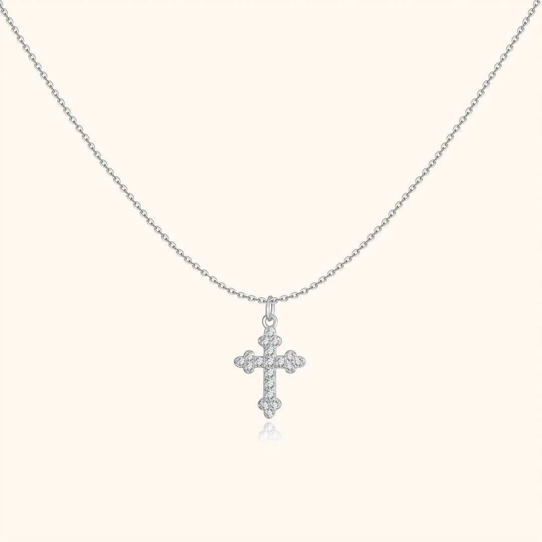 Women's elegant cross necklace, gold plated sterling silver, religious spiritual jewelry, adjustable chain.
