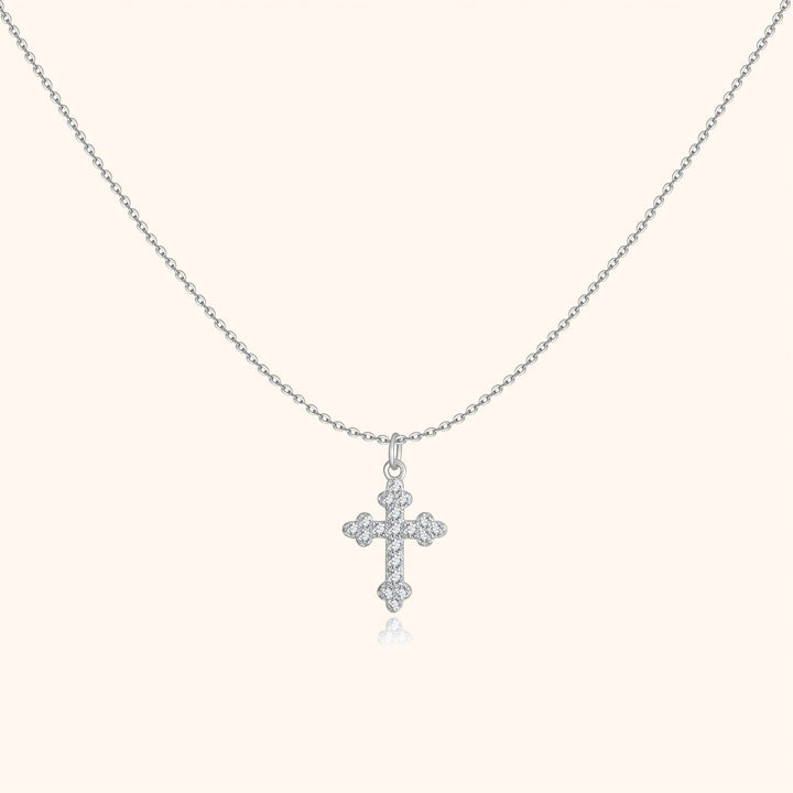 Women's elegant cross necklace, gold plated sterling silver, religious spiritual jewelry, adjustable chain.