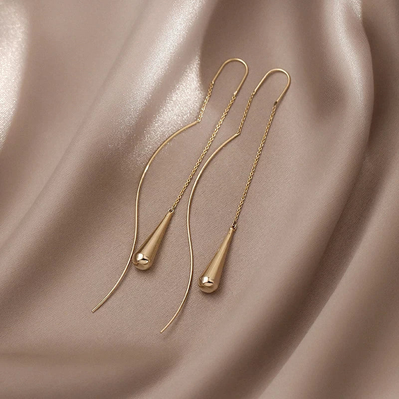 Elegant gold plated waterdrop drop earrings for women, perfect for stylish everyday wear.