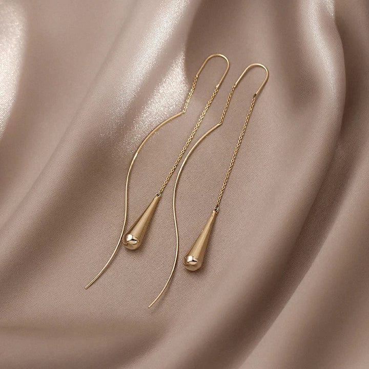 Elegant gold plated waterdrop drop earrings for women, perfect for stylish everyday wear.