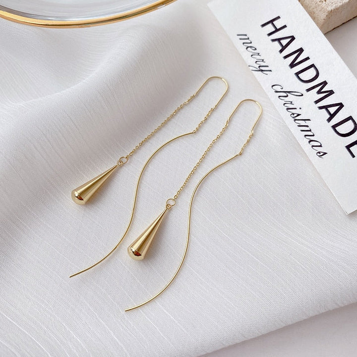 Graceful gold plated waterdrop drop earrings, elegant women's jewelry for versatile styling.