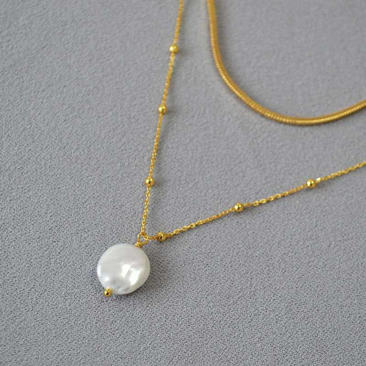 Stylish women's baroque pearl layered necklace, a perfect elegant fashion statement gift for her.