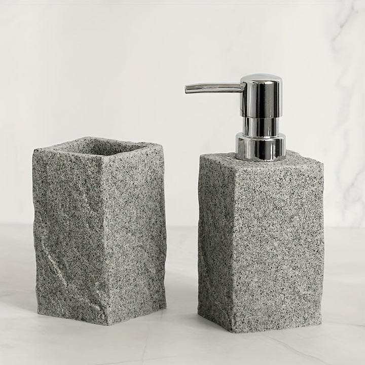 Sophisticated 4-piece stone look bathroom set for organizing essentials in style