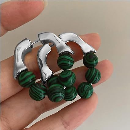 Delicate women's green pearl stud earrings, featuring a classic stud design, ideal hypoallergenic jewelry gift for her.