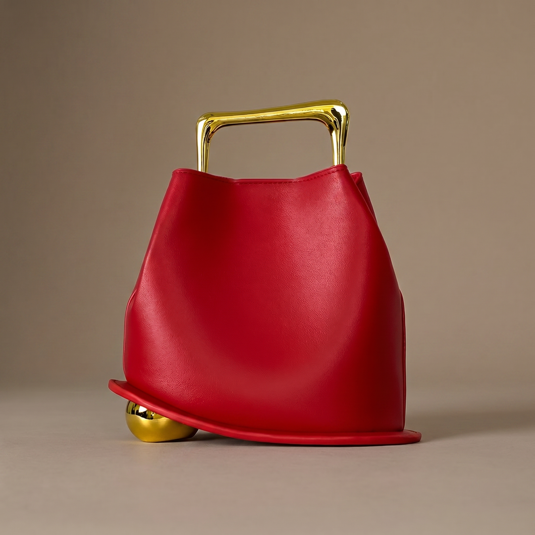 Stylish everyday black bucket bag, women's chic PU leather structured handbag.