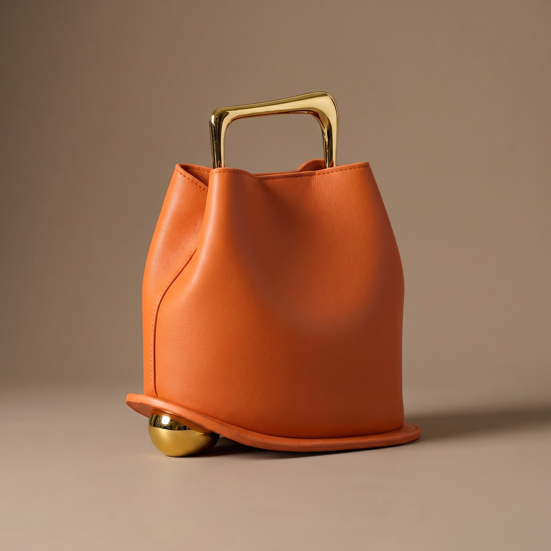 Elegant structured bucket bag, women's versatile PU leather everyday carry handbag.