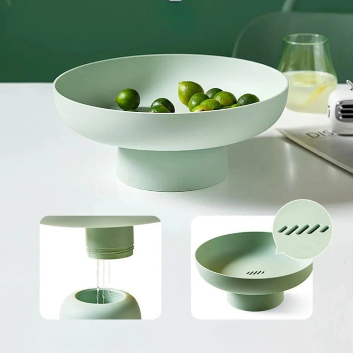 Modern hand-painted fruit bowl on a kitchen island, ideal for stylish storage & organization.