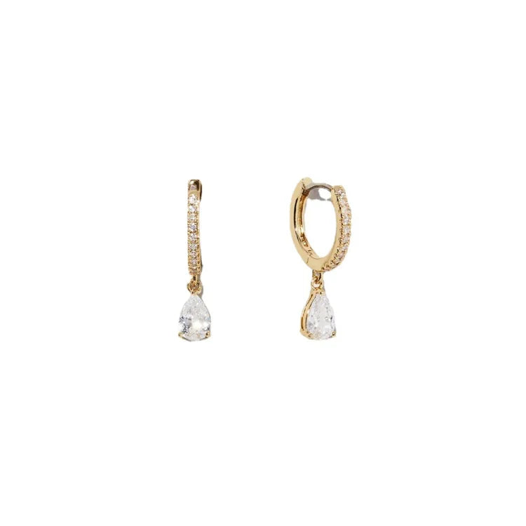 Handmade 14K gold-plated zirconia earrings, a perfect elegant gift for women. Sparkling and minimalist jewelry.