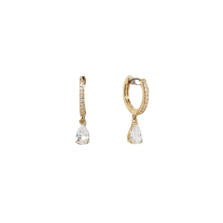 Handmade 14K gold-plated zirconia earrings, a perfect elegant gift for women. Sparkling and minimalist jewelry.