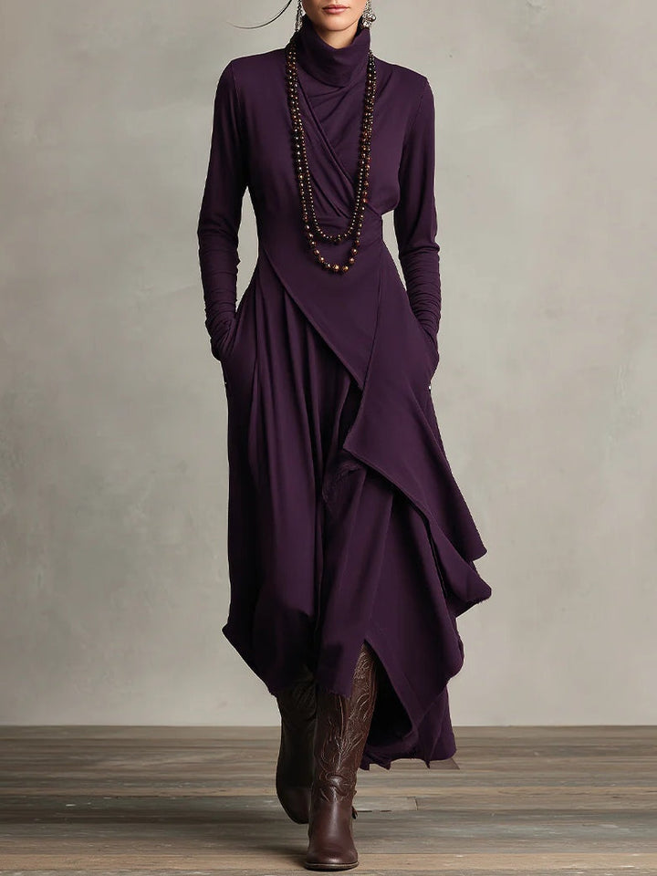 Elegant high-neck Vivian maxi dress for women, timeless style, perfect for evening or formal events.