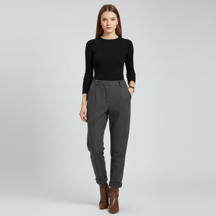 Autumn fashion essential: women's comfortable high-waist khaki wool harem pants