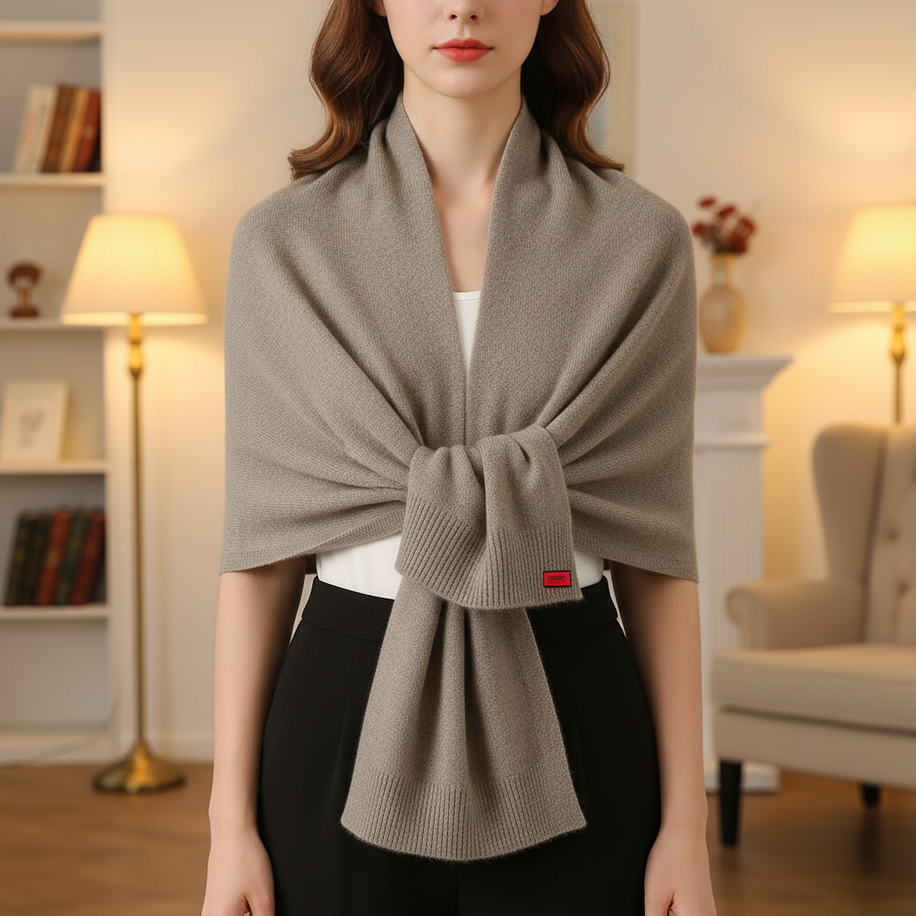 Elegant knit winter wrap scarf for women, cozy and stylish, one size fits all.