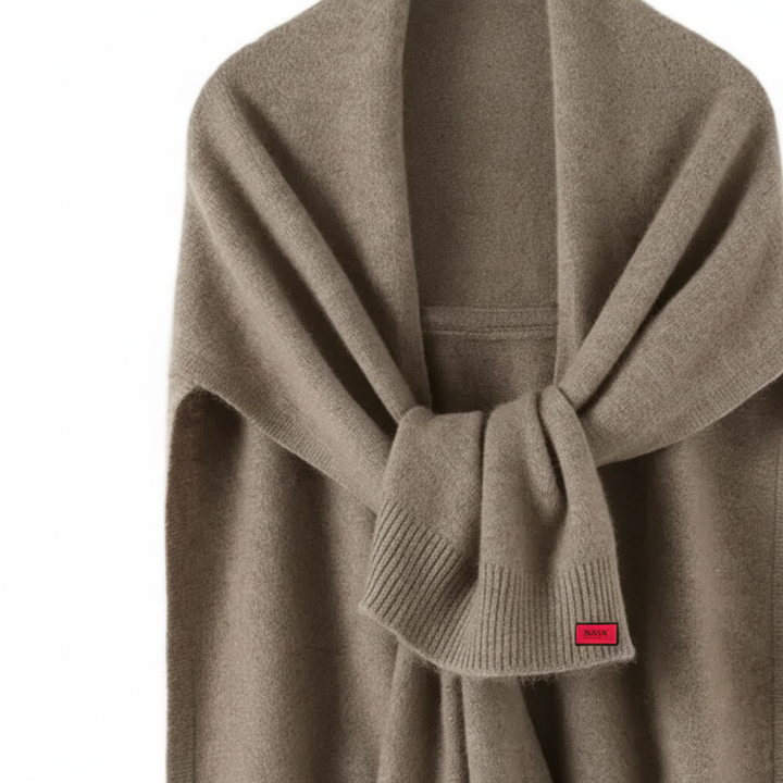 Cozy elegant knit winter scarf, a versatile one-size fashion wrap for women.