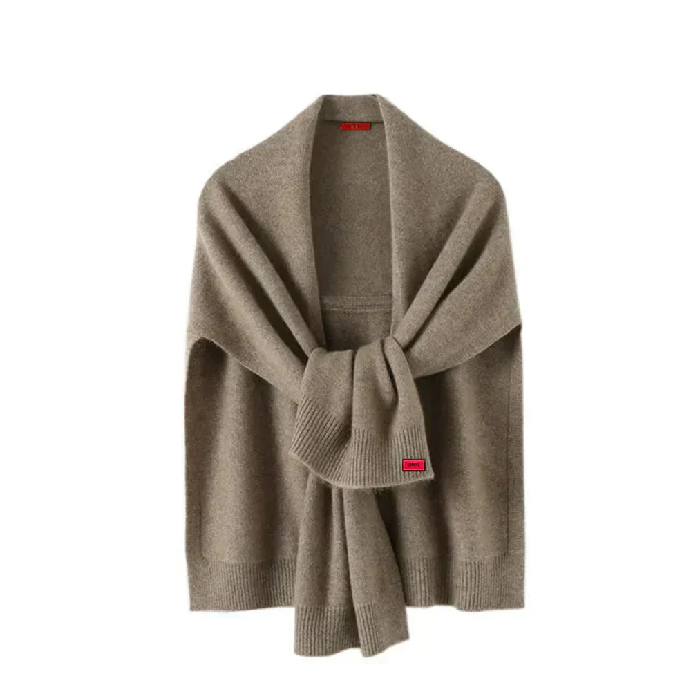 Stylish women's knit winter wrap scarf, ideal for adding warmth and elegance.