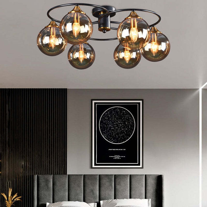 Stylish LED ceiling light, ideal for dining room lighting, with an elegant glass lampshade.