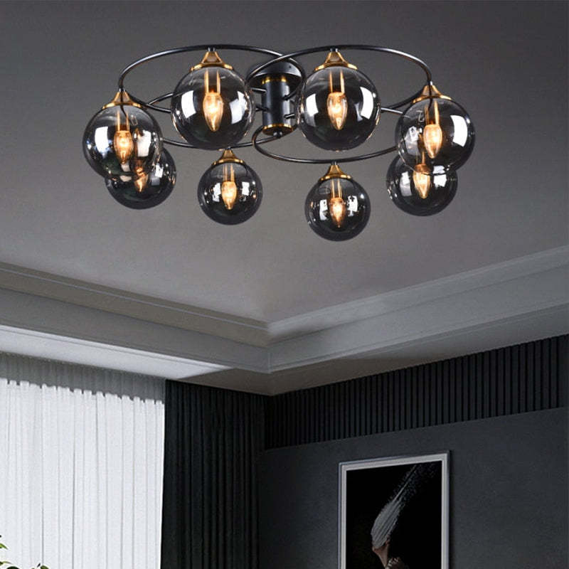 LED ceiling light with an elegant glass lampshade, perfect for modern home ambient light.