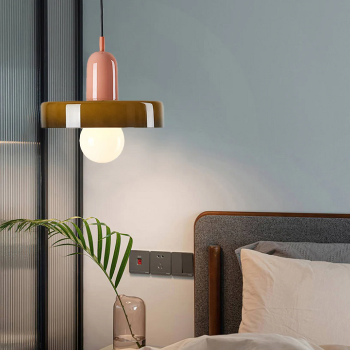 Elegant LED glass globe pendant light, modern ceiling fixture for offices.