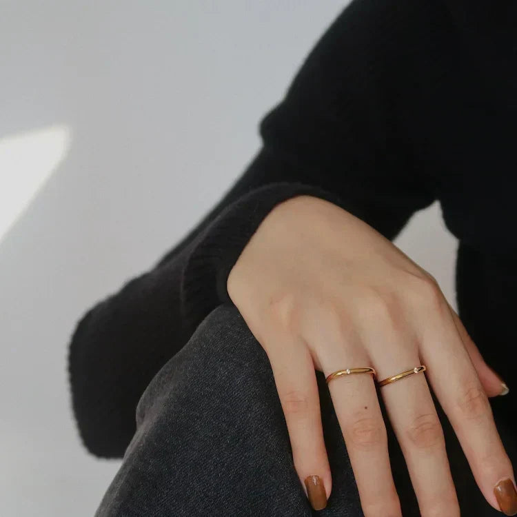 Stackable Leona delicate zirconia ring, available in gold plated or silver. Perfect minimalist elegant jewelry.