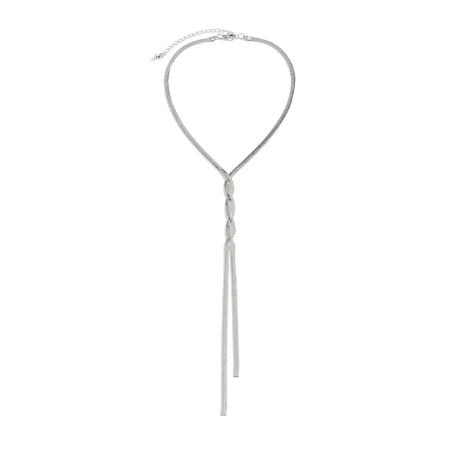 Durable stainless steel long chain necklace for women, an elegant and versatile gold-tone fashion statement.