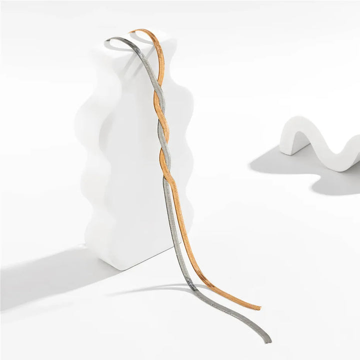 Women's elegant long chain necklace, a versatile gold or silver stainless steel jewelry gift for her.