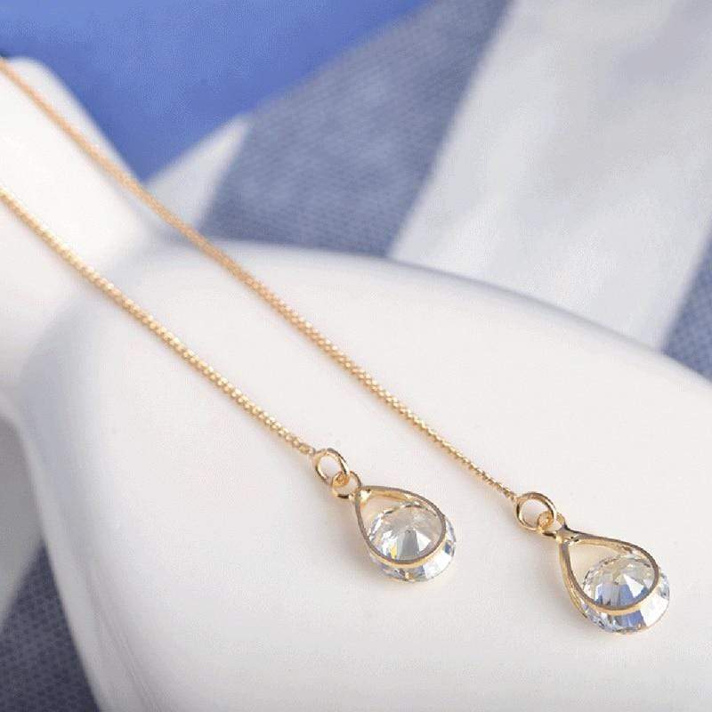 Statement long drop rhinestone earrings, perfect elegant dangle jewelry for women.