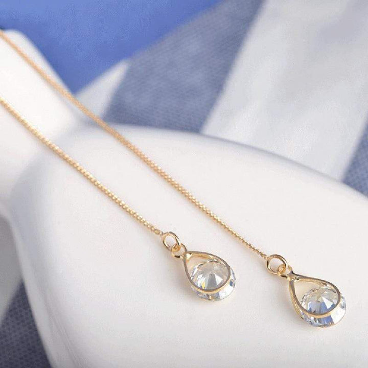 Statement long drop rhinestone earrings, perfect elegant dangle jewelry for women.