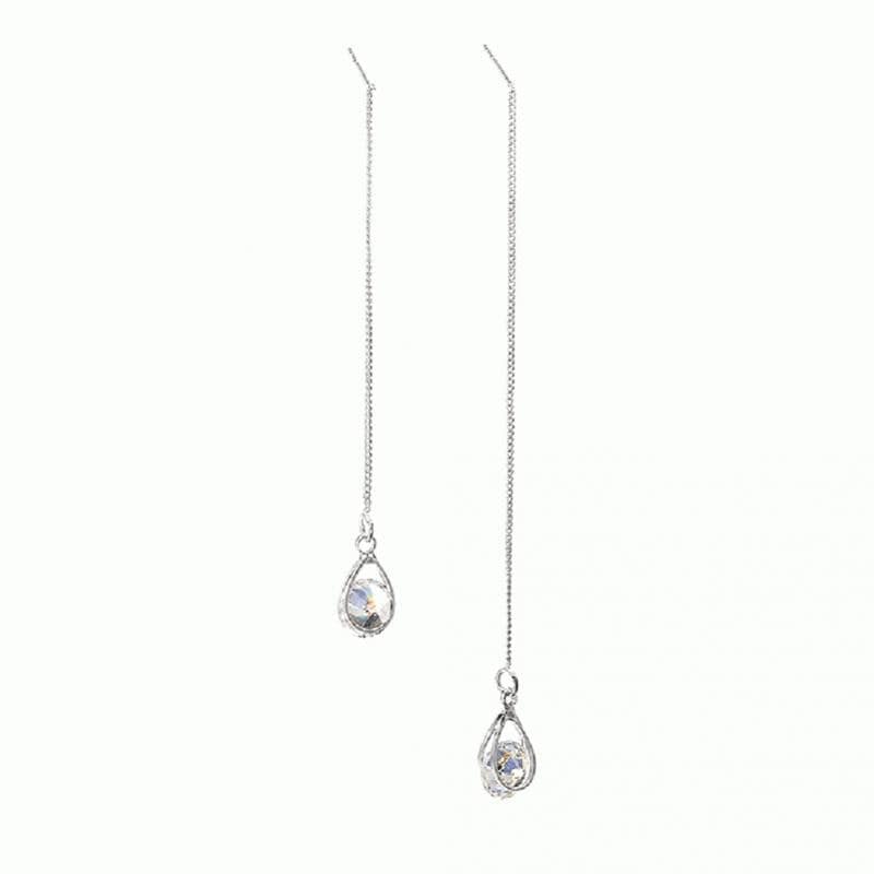 Versatile elegant long drop rhinestone earrings, sparkling dangle jewelry for women's style.