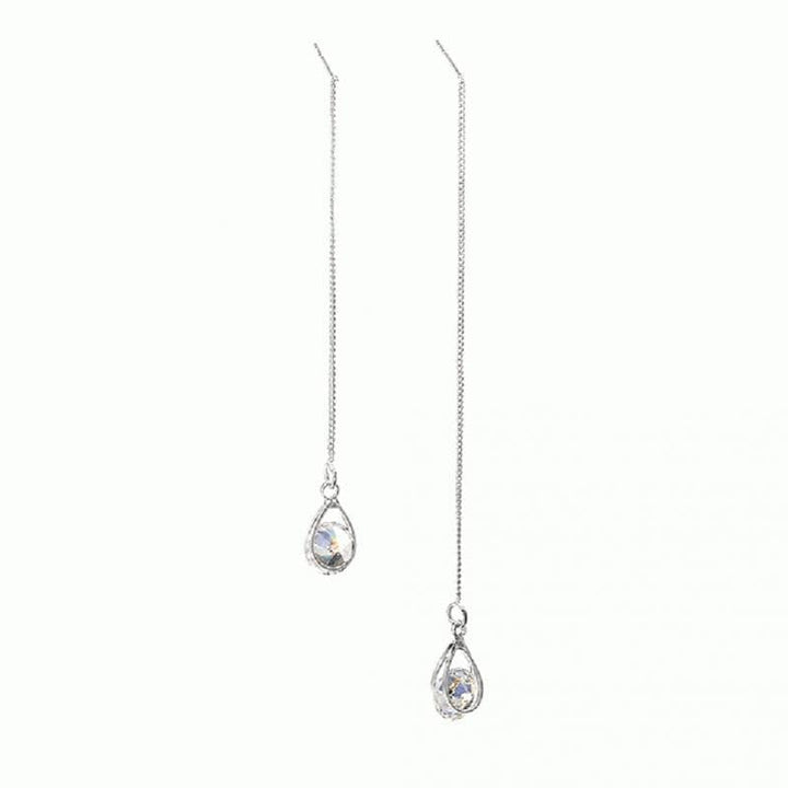Versatile elegant long drop rhinestone earrings, sparkling dangle jewelry for women's style.