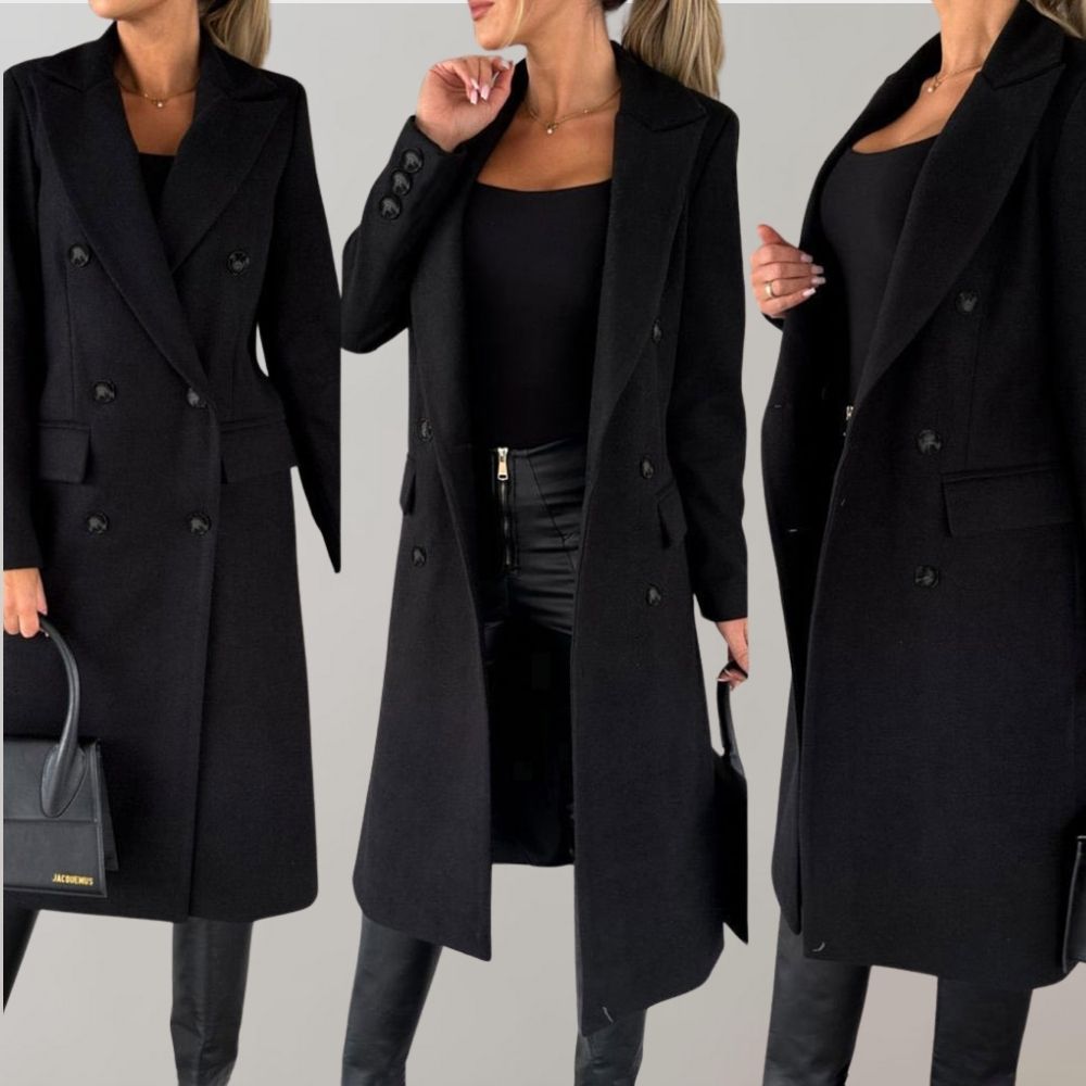 Elegant Elara women's long winter coat, versatile and warm outerwear apparel.
