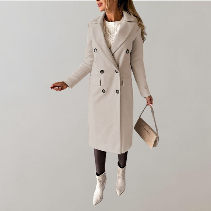 Women's elegant long winter coat, ideal for sophisticated cold weather apparel.