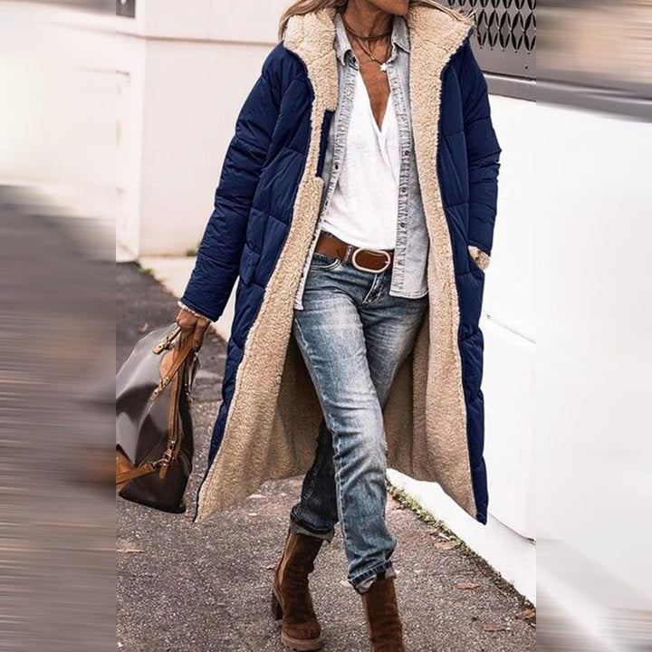 Women's Nova long winter coat, elegant & warm for cold weather. Stylish outdoor fashion outerwear, versatile & classic.
